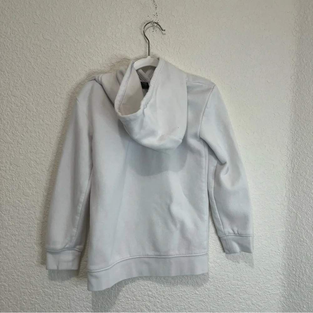 Nike White Graphic Logo Swoosh Hooded Pullover Sweatshirt Kids Youth Size 6